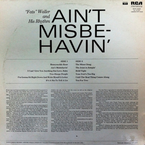 Fats Waller & His Rh - Ain't Misbe-havin' - Used Vinyl Record image 2
