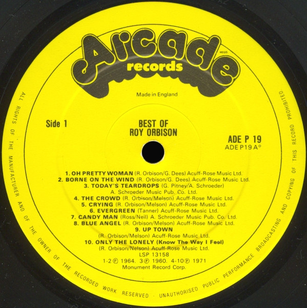 Roy Orbison - Best Of - Used Vinyl Record image 3