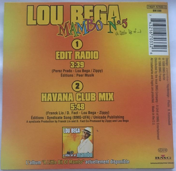 Lou Bega - Mambo N°5 (A Little Bit Of...) - Used CD image 2
