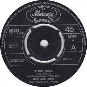 Louis Armstrong - So Long Dearie - Used Vinyl Record 7" image 1