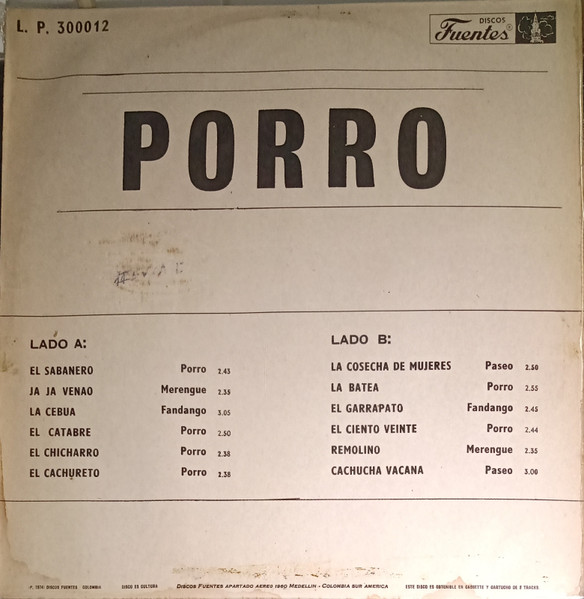 Pedro Laza Y Sus Pel - Porro Vol 2 - Used Vinyl Record image 2