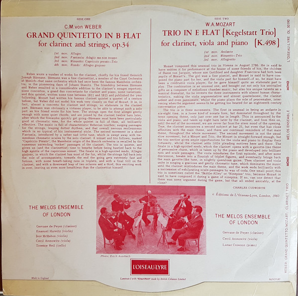 Carl Maria von Weber - Grand Quintetto In B Flat / Trio In E Flat (Kegel image 2