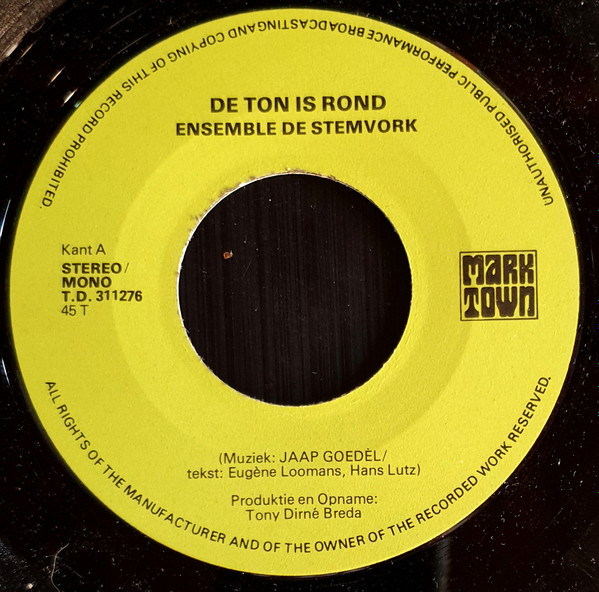 Ensemble De Stemvork - De Ton Is Rond - Used Vinyl Record 7" image 5