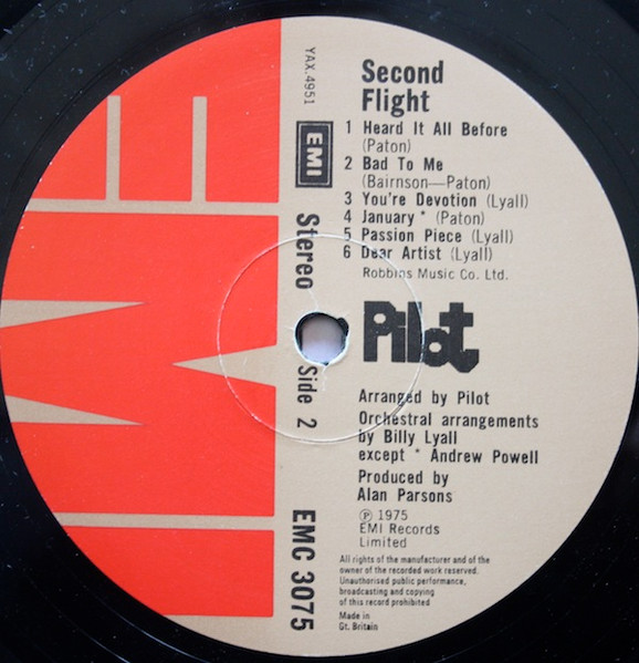 Pilot - Second Flight - Used Vinyl Record image 4