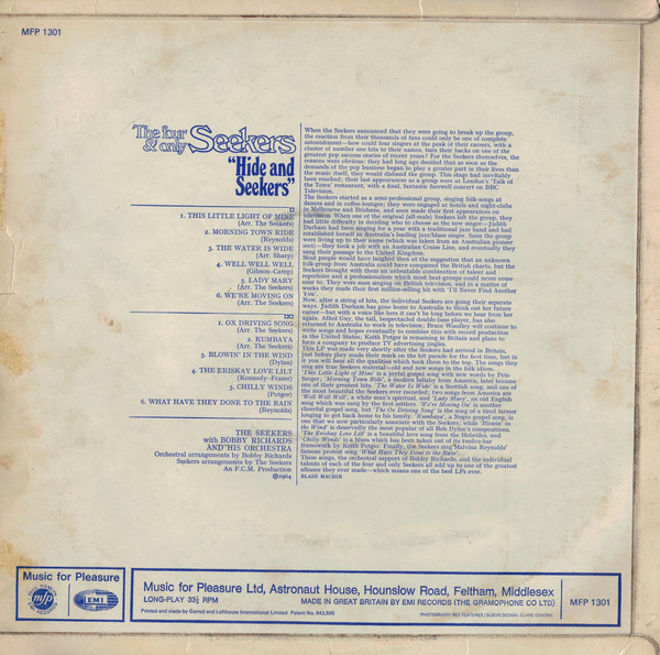 Seekers - Four & Only Seekers - Used Vinyl Record image 2