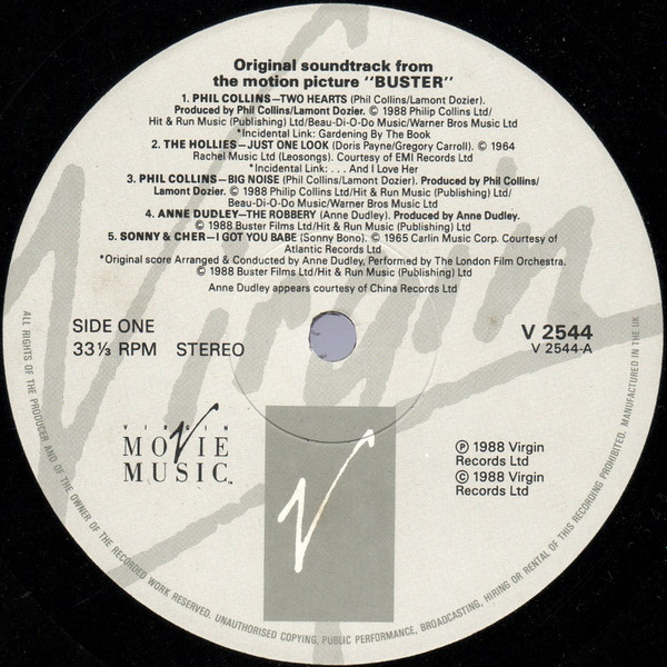 Various - Buster - Original Motion Picture Soundtrack - Used Vinyl Reco image 3