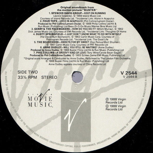 Various - Buster - Original Motion Picture Soundtrack - Used Vinyl Reco image 4