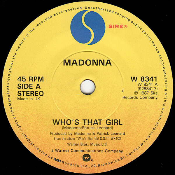 Madonna - Who's That Girl - Used Vinyl Record 7" image 3