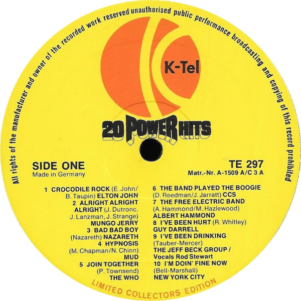 Various - 20 Power Hits - Used Vinyl Record image 3