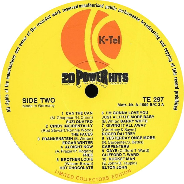 Various - 20 Power Hits - Used Vinyl Record image 4