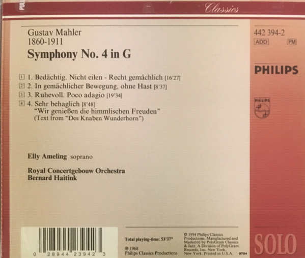 Gustav Mahler - Symphony No. 4 - Used CD image 2
