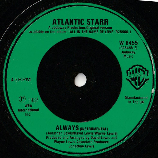 Atlantic Starr - Always - Used Vinyl Record 7" image 2
