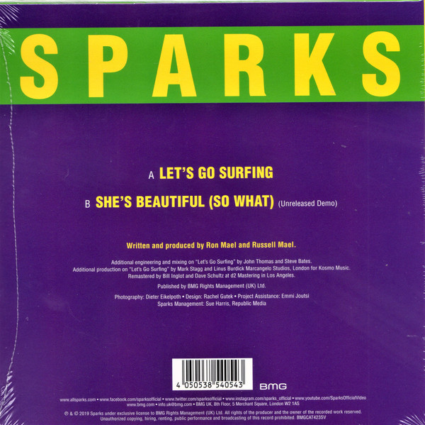 Sparks - Let's Go Surfing - Vinyl Record 7" image 2