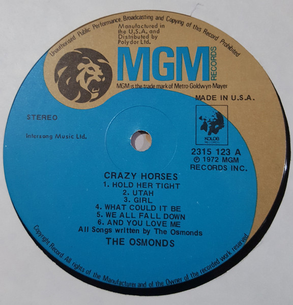 Osmonds - Crazy Horses - Used Vinyl Record image 3