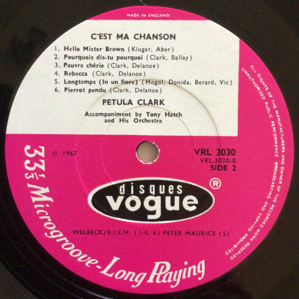 Petula Clark - C'est Ma Chanson - Used Vinyl Record image 4