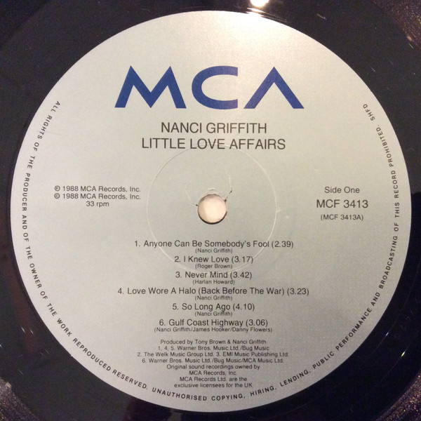 Nanci Griffith - Little Love Affairs - Used Vinyl Record image 3