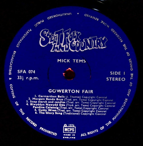 Mick Tems - Gowerton Fair and other songs from South Wales - Used Vinyl image 3