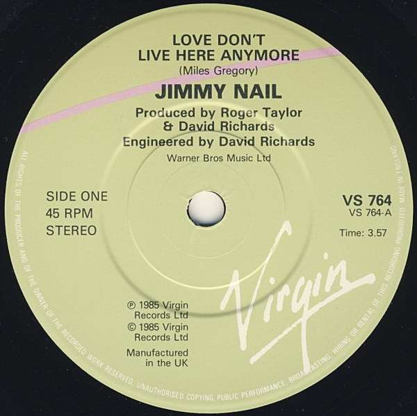 Jimmy Nail - Love Don't Live Here Anymore - Used Vinyl Record 7" image 3