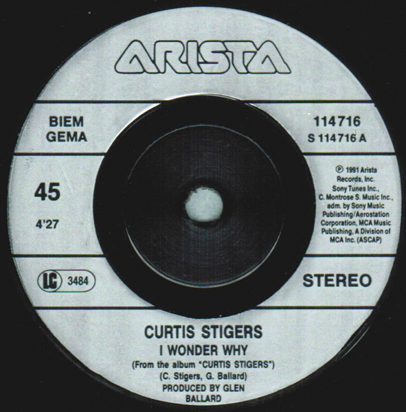 Curtis Stigers - I Wonder Why - Used Vinyl Record 7" image 3