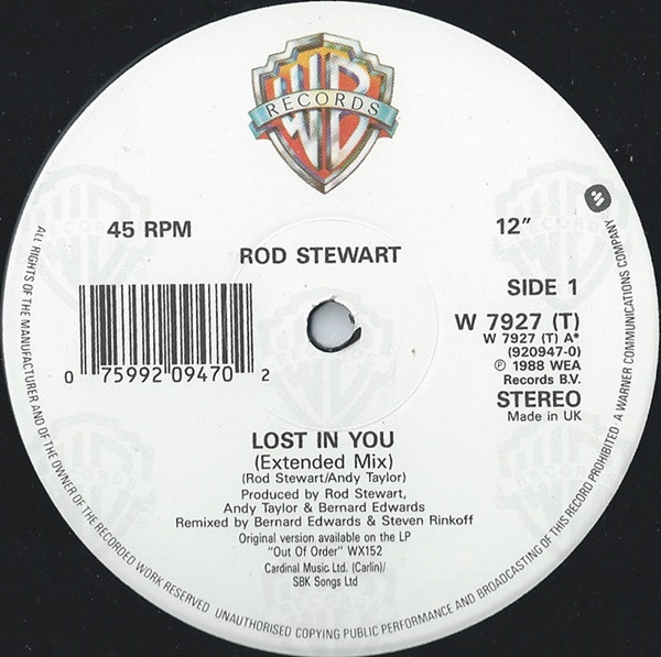 Rod Stewart - Lost In You (Extended Remix) - Used Vinyl Record 12" image 3