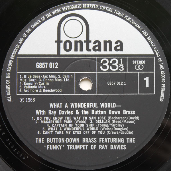 Button Down Brass - What A Wonderful World - Used Vinyl Record image 3
