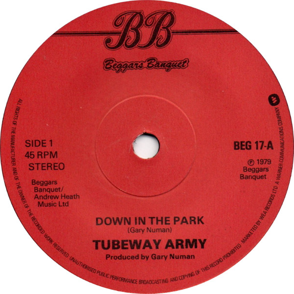 Tubeway Army - Down In The Park - Used Vinyl Record 7" image 4