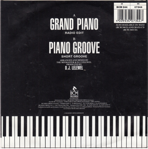 Mixmaster - Grand Piano - Used Vinyl Record 7" image 2
