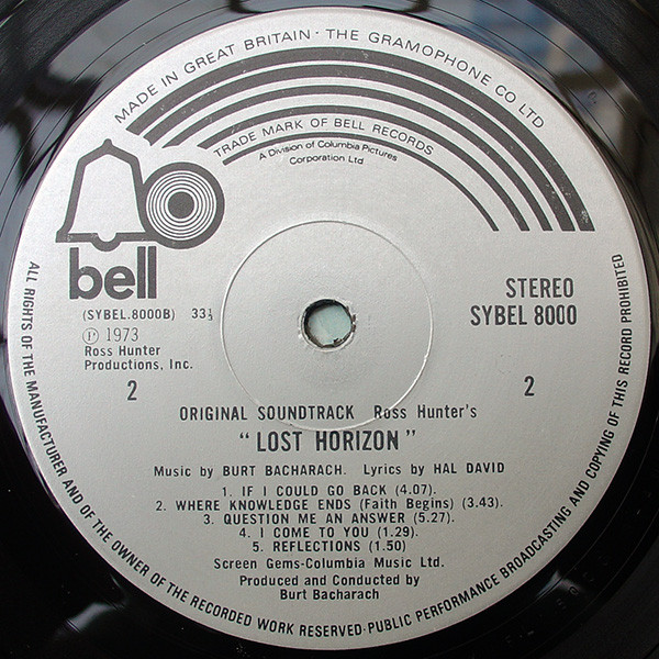 Burt Bacharach - Lost Horizon (Original Soundtrack) - Used Vinyl Record image 4