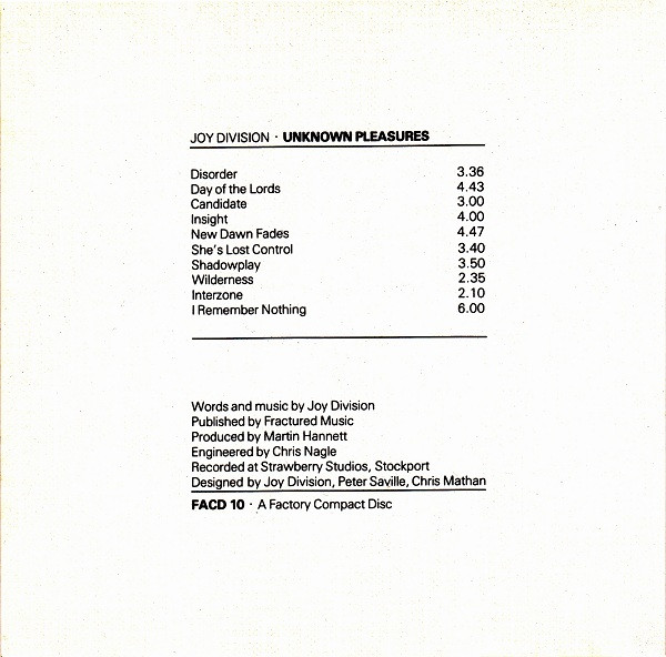 Joy Division - Unknown Pleasures - Used CD image 5