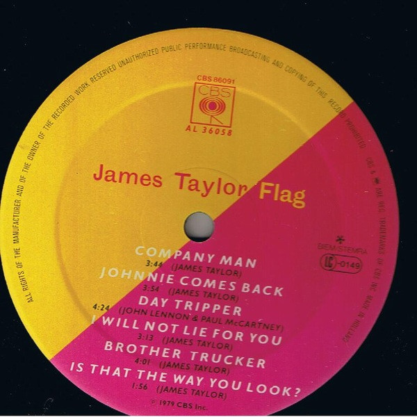 James Taylor - Flag - Used Vinyl Record image 3
