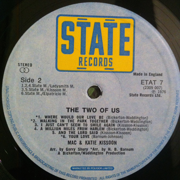 Mac And Katie Kissoo - Two Of Us - Used Vinyl Record image 4