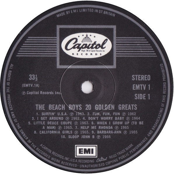 Beach Boys - 20 Golden Greats - Used Vinyl Record image 3