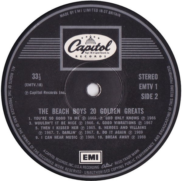 Beach Boys - 20 Golden Greats - Used Vinyl Record image 4