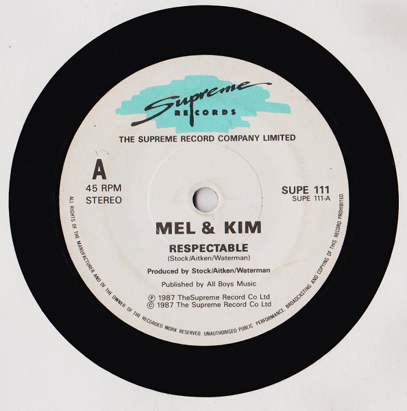 Mel & Kim - Respectable - Used Vinyl Record 7" image 3