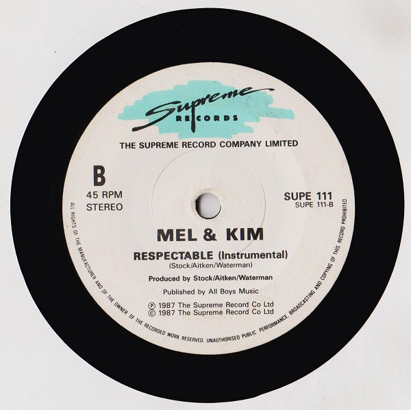 Mel & Kim - Respectable - Used Vinyl Record 7" image 4