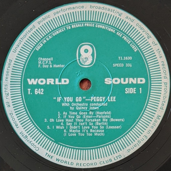 Peggy Lee - If You Go - Used Vinyl Record image 3