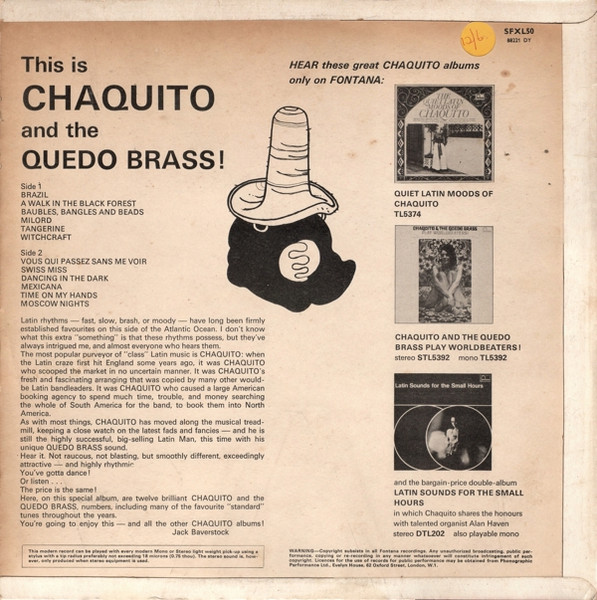 Chaquito And The Que - This Is - Used Vinyl Record image 2