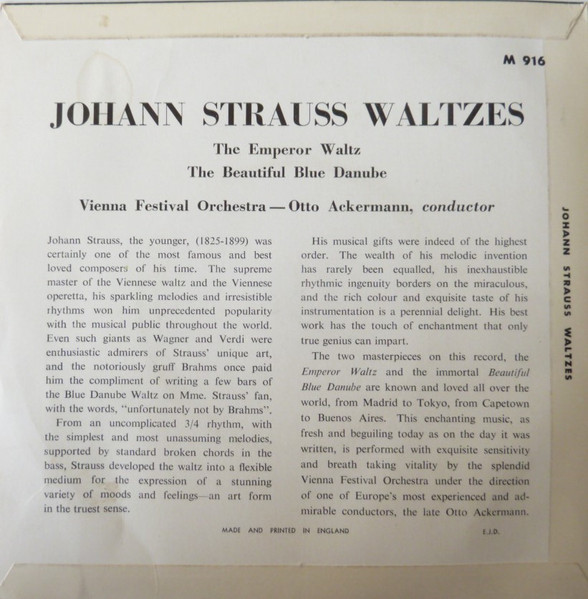 Johann Strauss Jr. - Blue Danube And Emperor Waltzes - Used Vinyl Rec image 2