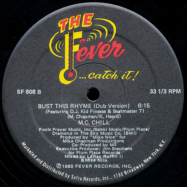 M.C. Chill - Bust This Rhyme - Used Vinyl Record 12" image 2