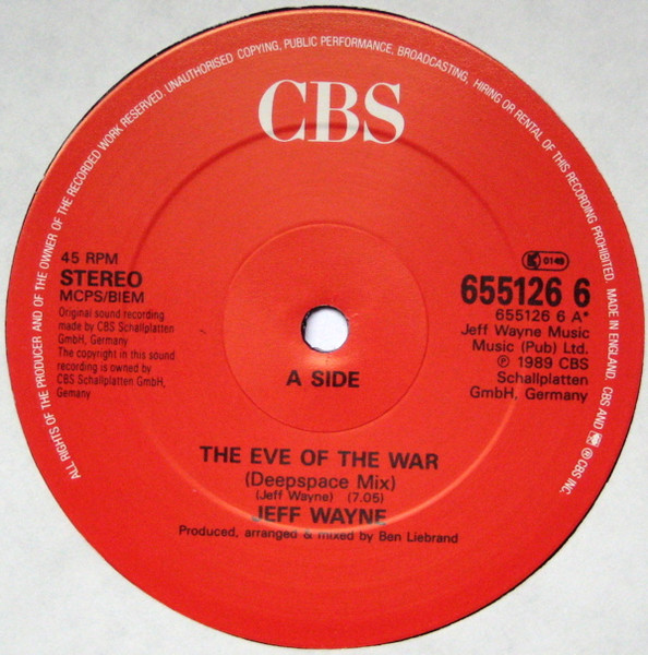 Jeff Wayne - Eve Of The War ( Remix) - Used Vinyl Record 12" image 3