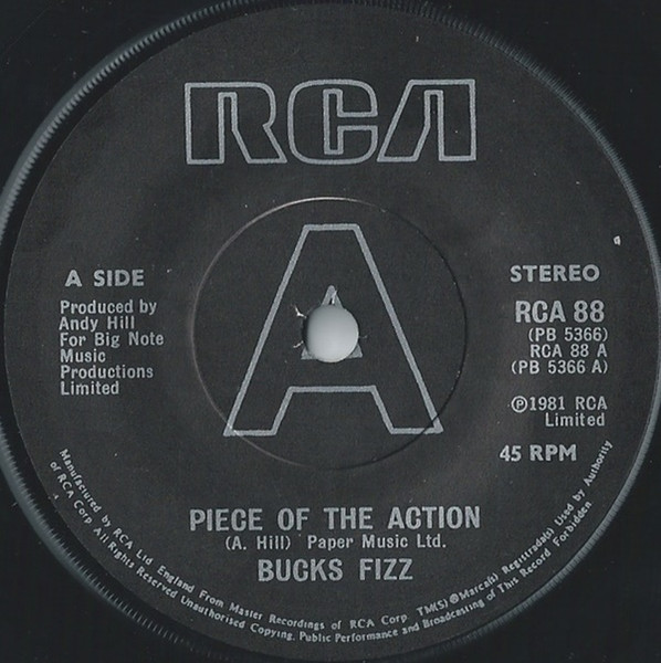 Bucks Fizz - Piece Of The Action - Used Vinyl Record 7" image 3