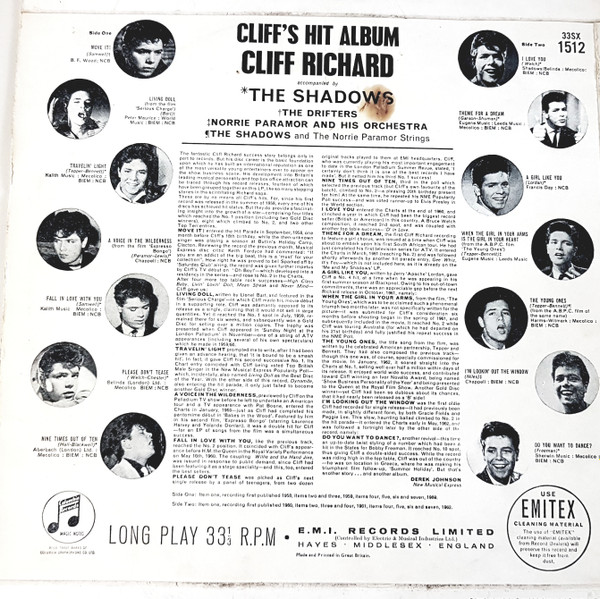 Cliff Richard - Cliff's Hit Album - Used Vinyl Record image 2
