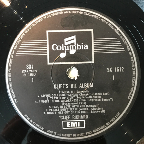 Cliff Richard - Cliff's Hit Album - Used Vinyl Record image 3