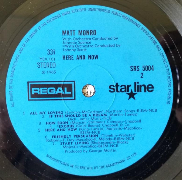 Matt Monro - Here And Now - Used Vinyl Record image 4