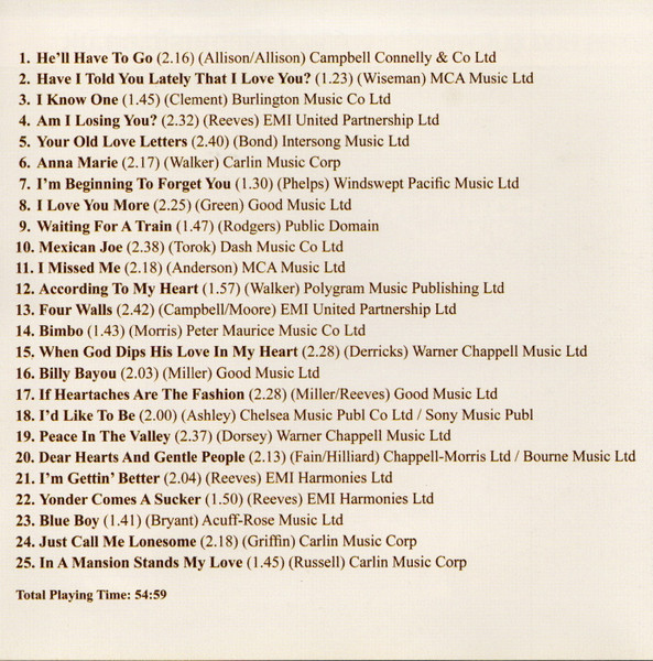 Jim Reeves - Gentleman Jim - Used CD image 3