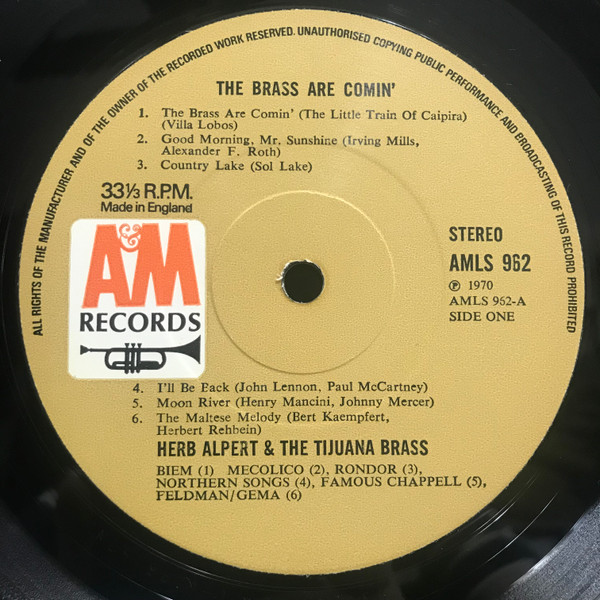 Herb Alpert & The Ti - Brass Are Comin' - Used Vinyl Record image 3
