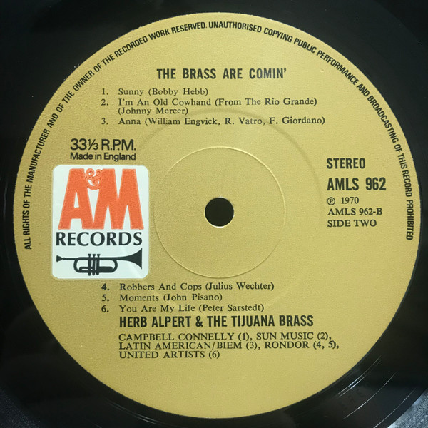 Herb Alpert & The Ti - Brass Are Comin' - Used Vinyl Record image 4