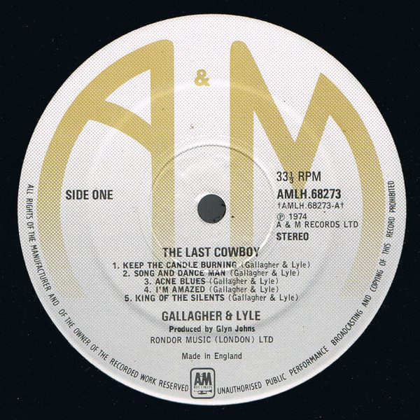 Gallagher & Lyle - Last Cowboy - Used Vinyl Record image 3