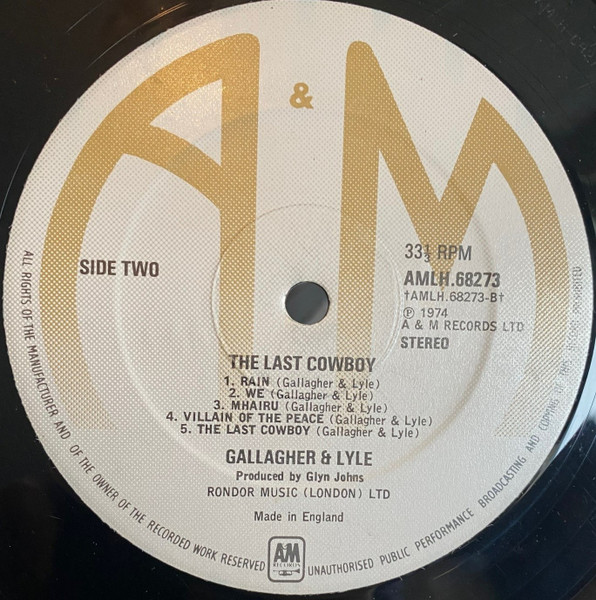 Gallagher & Lyle - Last Cowboy - Used Vinyl Record image 4