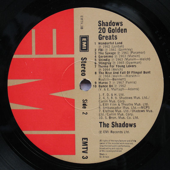 Shadows - 20 Golden Greats - Used Vinyl Record image 4